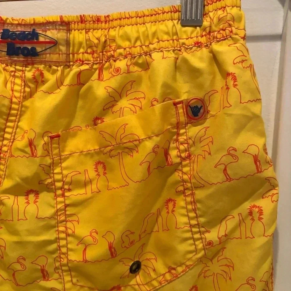 Beach Bros Vintage Mens Swimming Trunks Size M Tropical Vintage Pattern